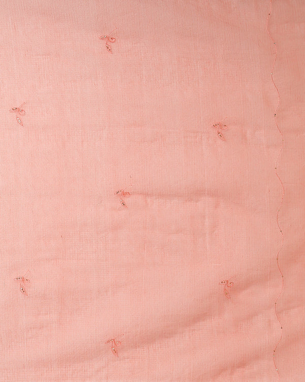 Brilliant Kota Doria Pink Suit (T+B+D) Material Embroidered