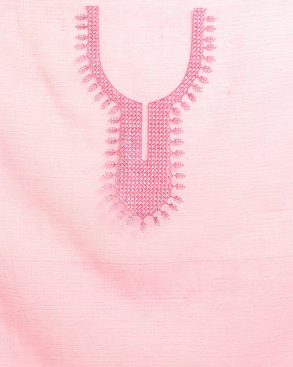 Chikankari Alluring Kota Doria Peach Suit (Top+Bottom+Dupatta)