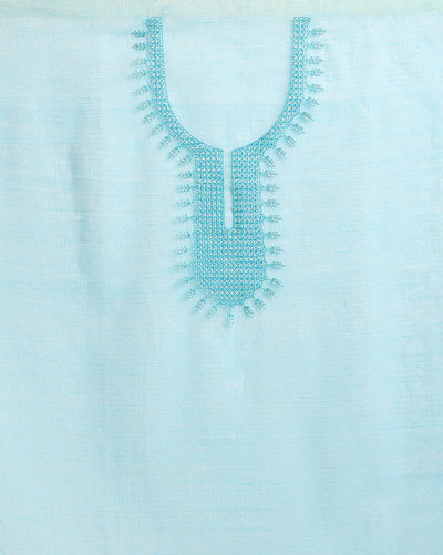 Chikenkari Kota Doria Serene Blue Suit