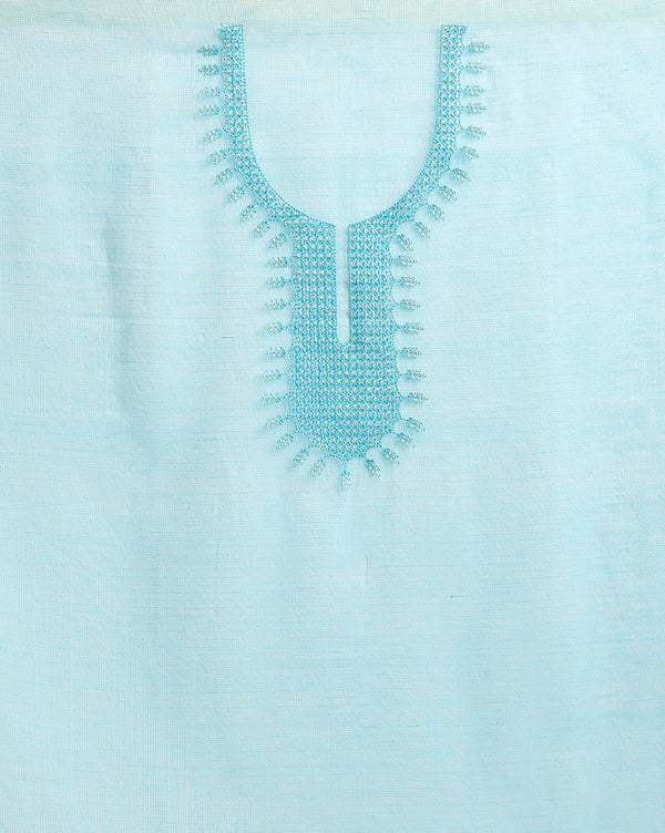 Chikenkari Kota Doria Serene Blue Suit