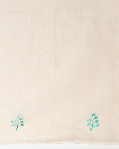 Kota Doria Cotton Bel Embroidery Saree Sea Green Handdyed