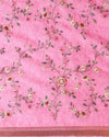 Poetic Silk Linen Embroidered Pink Saree