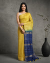 Silkmark Ghicha Tussar Silk Yellow & Blue Saree