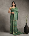 Silkmark Ghicha Tussar Silk Green Saree