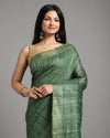 Silkmark Ghicha Tussar Silk Green Saree