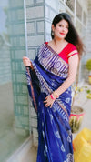 Batik Blockprinted Kota Silk Saree Midnight Blue