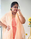 Kota Doria Orange Suit Material 2 Piece Lehariya Tie And Dye (Only Top And Dupatta)-Indiehaat