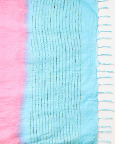 Handdyed Katan Silk Blue & Pink Contrast Suit