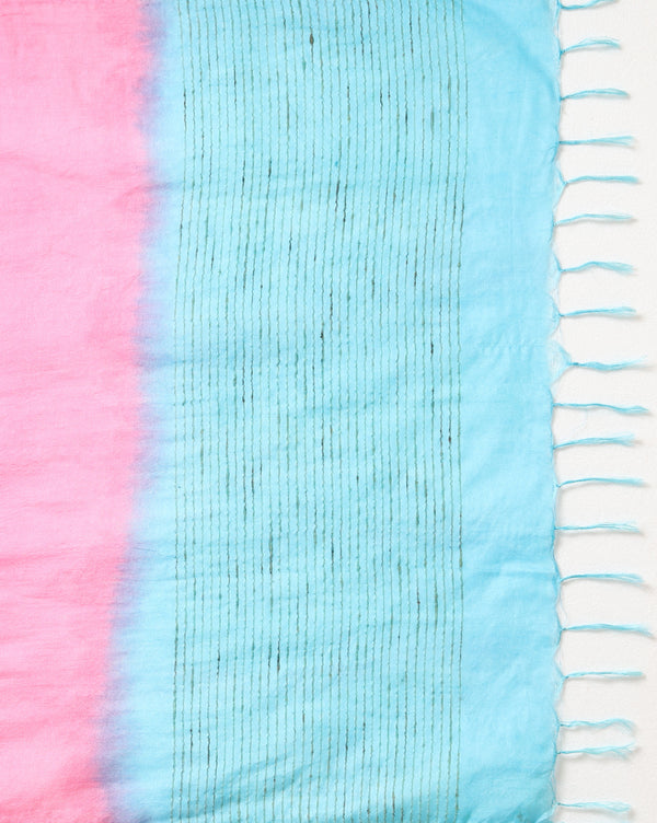 Handdyed Katan Silk Blue & Pink Contrast Suit