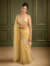 Ethereal Pure Tissue Linen Yellow Handdyed Saree