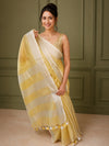 Ethereal Pure Tissue Linen Yellow Handdyed Saree
