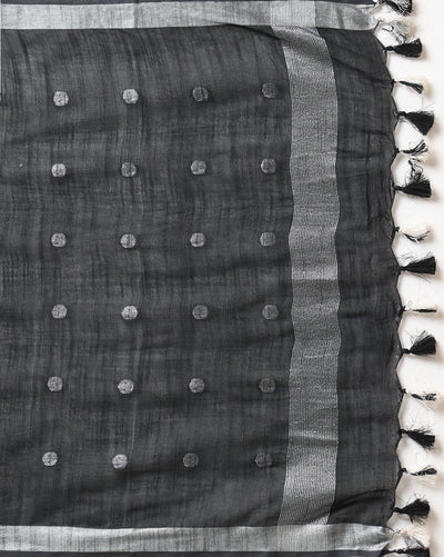 Pure Linen Artistic Black Dupatta & Black Ikkat Kurti Set