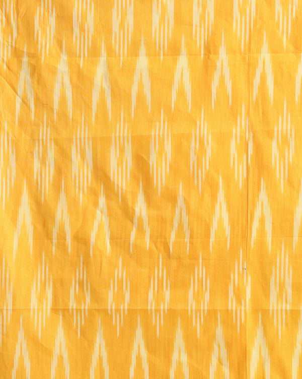 Pure Linen Lustrous Red Dupatta & Yellow Ikkat Kurti Set