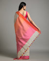 Evocative Handwoven Pure Linen Beige Saree