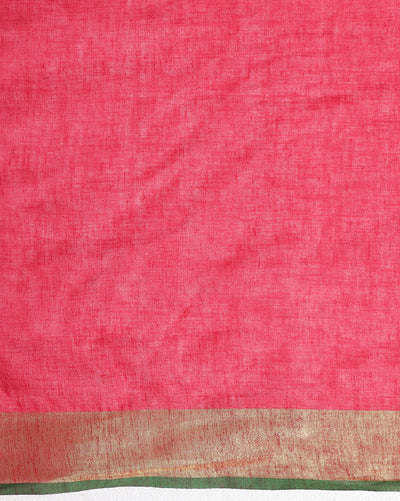 Enigmatic Handwoven Pure Linen Red Saree