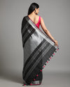 Tranquil Handwoven Pure Linen Black Saree