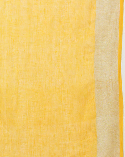 Melodic Handwoven Pure Linen Yellow Saree