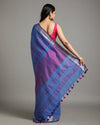 Pastoral Handwoven Pure Linen Ink Blue Saree