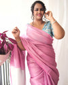 Modern Pure Tissue Linen Handdyed Saree Pink