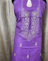 Indiehaat | Gulmohar Slub Linen Lavender Unstiched Embroidered Suit