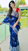 Batik Blockprinted Kota Silk Saree Midnight Blue