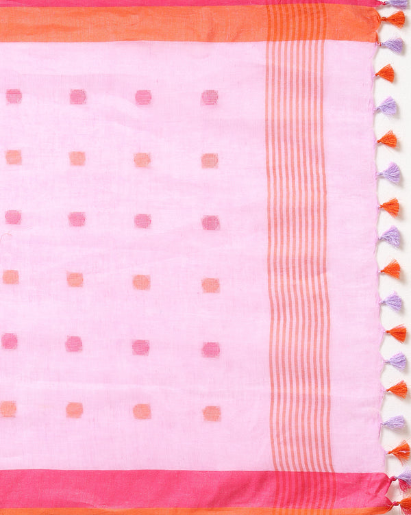 Pure Linen Idyllic Pink Dupatta & Katan Silk Purple Top Set