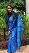 Silkmark Vibrant Eri Tussar Silk Embroidered Blue Saree