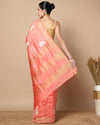 Silkmark Muga Tussar Silk Embroidered Peach Saree