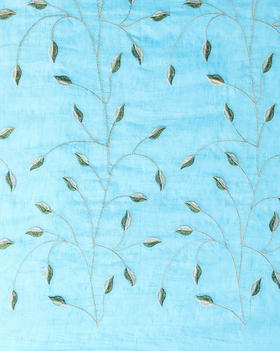 Modern Eri Tussar Silk Embroidered Blue Saree