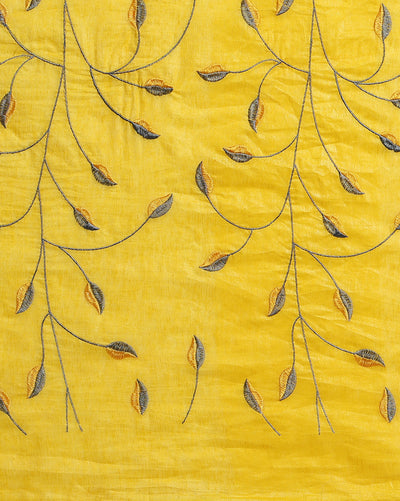 Lively Eri Tussar Silk Embroidered Yellow Saree
