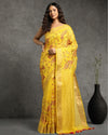 Captivating Silk Linen Embroidered Mustard Saree