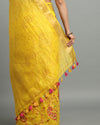 Captivating Silk Linen Embroidered Mustard Saree