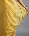 Timeless Silk Linen Embroidered Mustard Saree