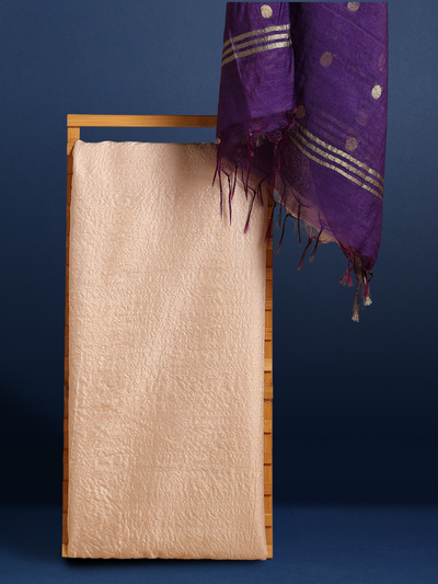 Silkmark Tussar Beige Top Katan Silk Purple Dupatta