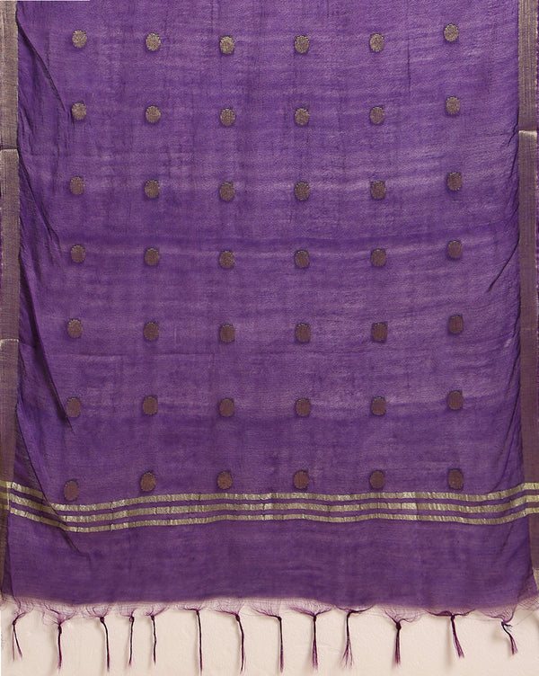 Silkmark Tussar Beige Top Katan Silk Purple Dupatta