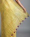 Silkmark Ghicha Tussar Intricate Yellow Saree