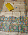 Silkmark Tussar Beige Madhubani Exquisite Dupatta & Top