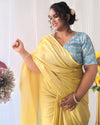 Gorgeous Pure Tissue Linen Handdyed Saree Yellow