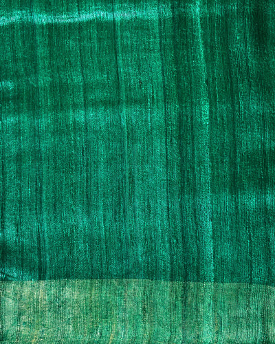 Silkmark Ghicha Tussar Exquisite Green Saree
