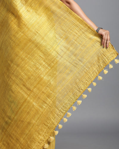 Silkmark Ghicha Tussar Captivating Mustard Saree