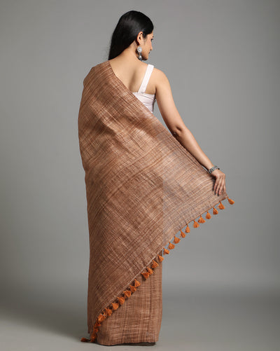 Silkmark Ghicha Tussar Mysterious Brown Saree