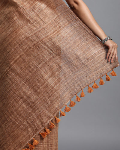 Silkmark Ghicha Tussar Mysterious Brown Saree