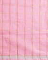Pure Linen Check Design Handloom Light Pink Saree