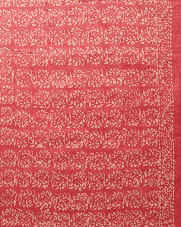 Fiery Khadi Cotton Wax Batik Hand Dyed Red Suit