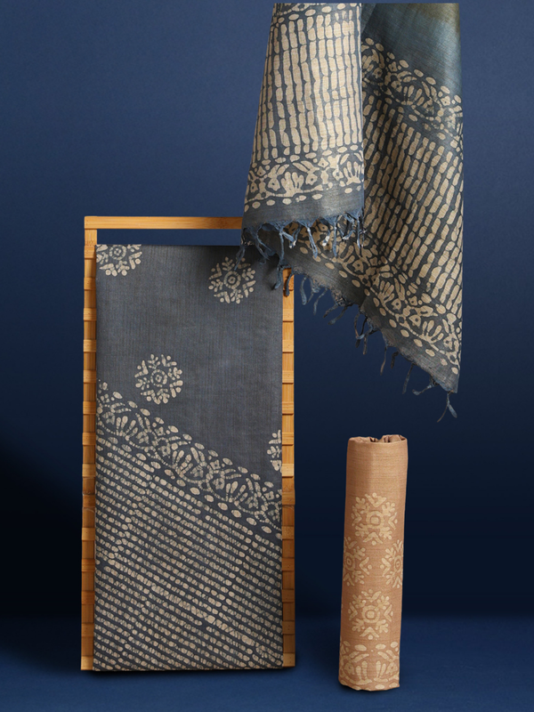 Khadi Cotton Wax Batik Hand Dyed Gray Suit