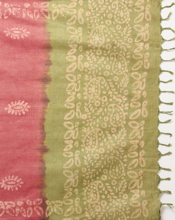 Khadi Cotton Wax Batik Hand Dyed Green Suit