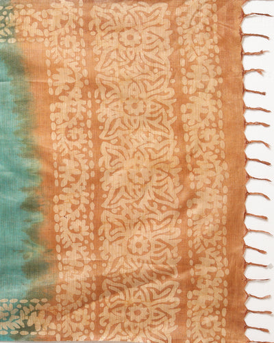 Alluring Khadi Cotton Wax Batik Hand Dyed orange Suit