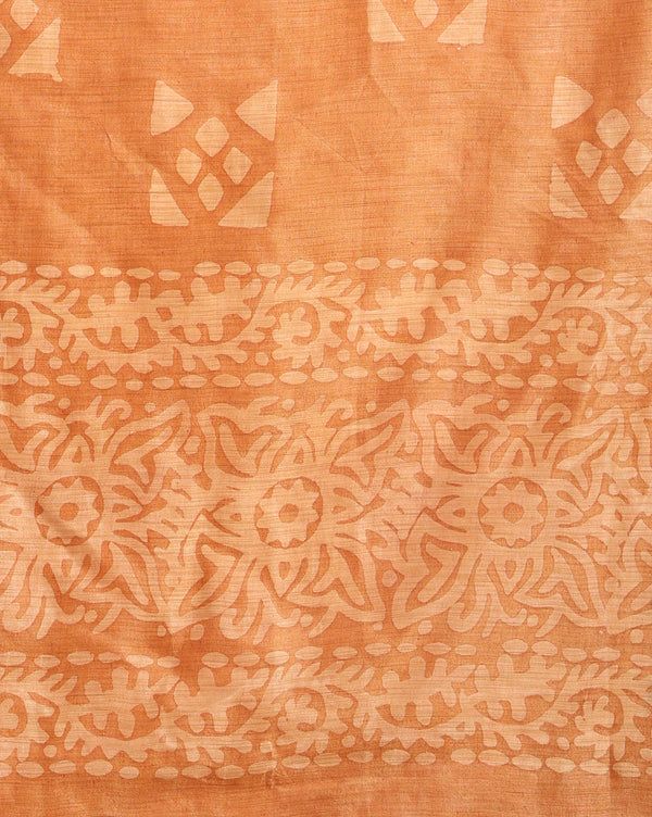 Alluring Khadi Cotton Wax Batik Hand Dyed orange Suit