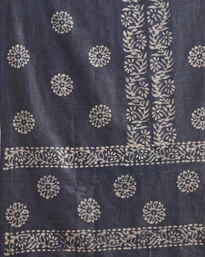 Timeless Khadi Cotton Wax Batik Hand Dyed Blue Suit
