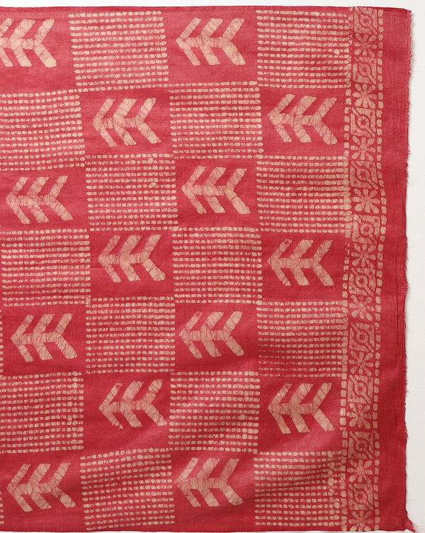 Dazzling Khadi Cotton Wax Batik Hand Dyed Red Suit